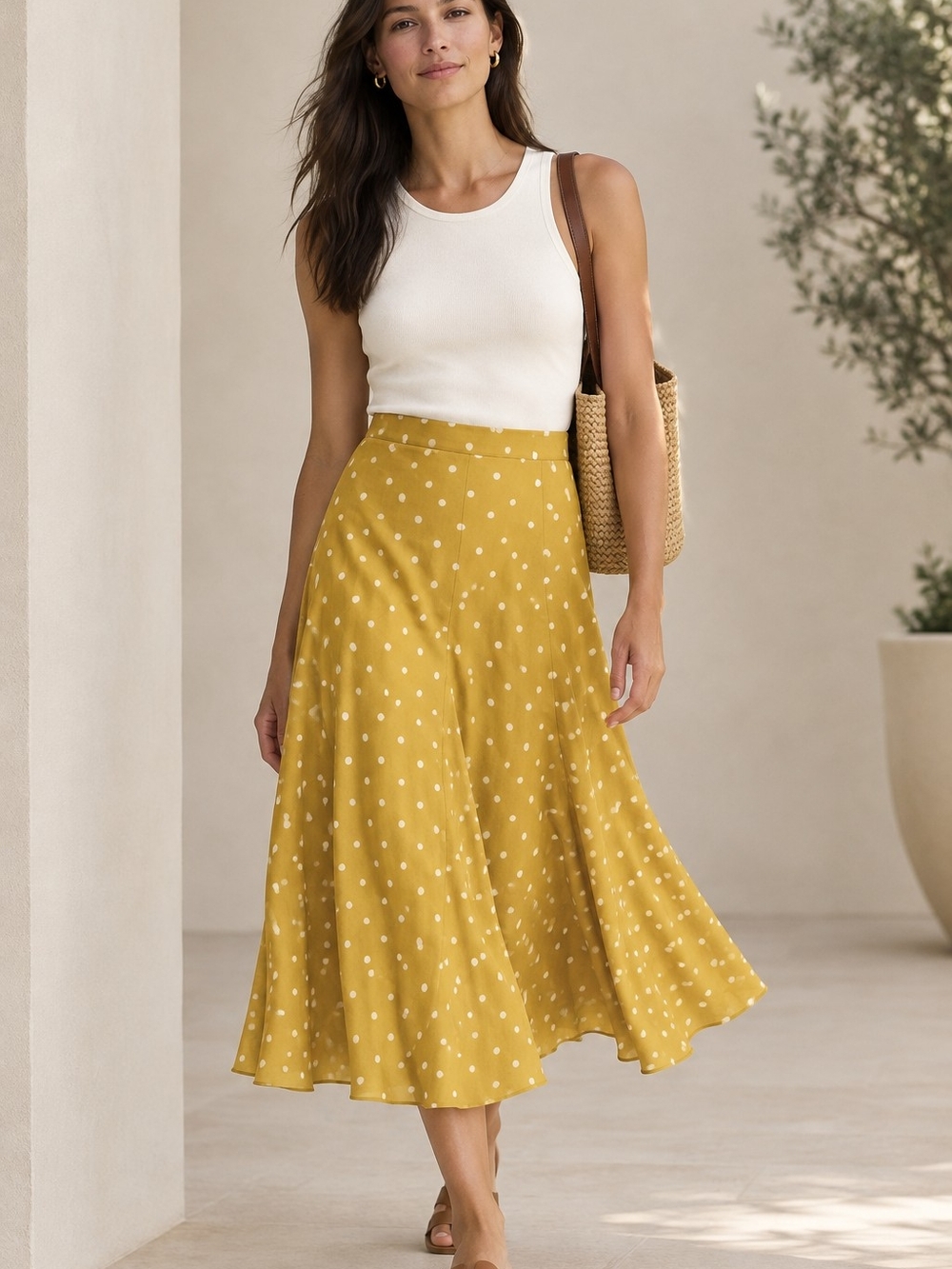 Banana Republic Polka Dot Midi Skirt